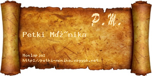 Petki Mónika névjegykártya