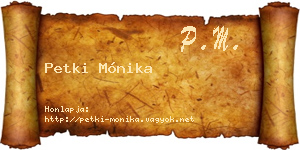 Petki Mónika névjegykártya